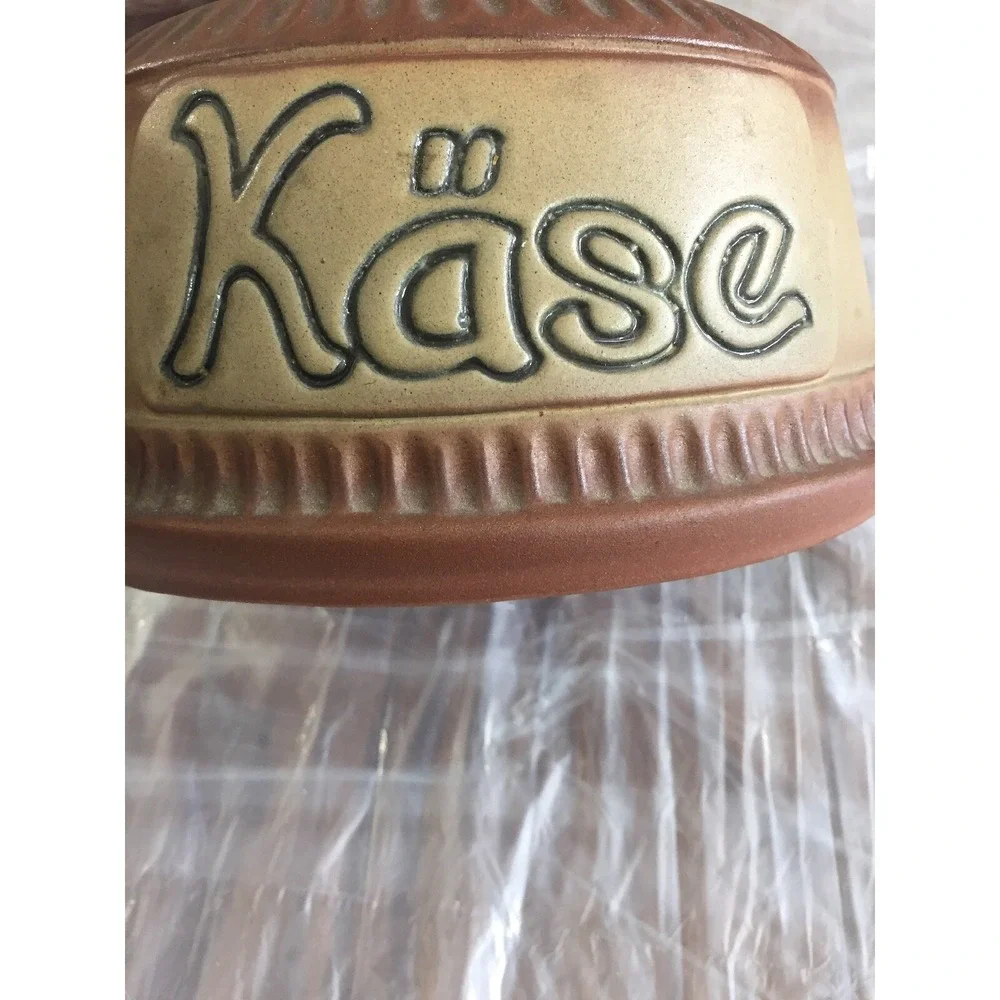 Vintage German Ceramic‎ Käse Cheese Dome Covered Dish Brown Beige Stoneware MCM